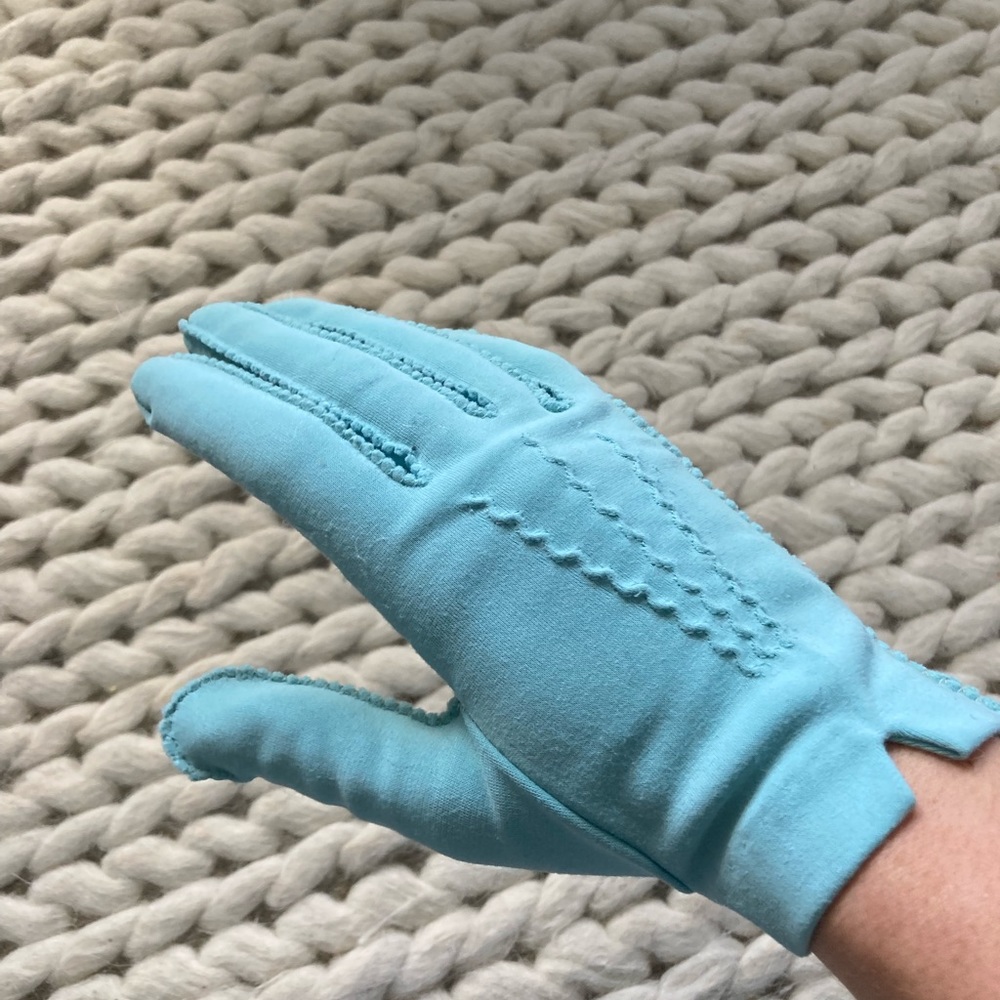 Baby blue suede gloves